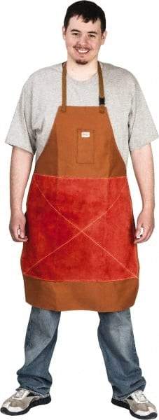 Stanco Safety Products - 24 x 36" Flame Resistant/Retardant & Welding Bib Apron - Cotton, 12 oz Material, Brown, 1 Pocket - Americas Industrial Supply