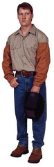 Stanco Safety Products - Size Universal, Brown Cotton Welding Sleeves - 23" Long Sleeve, Elastic Opening at Both Ends - Americas Industrial Supply