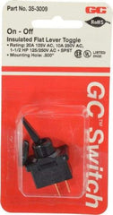 GC/Waldom - SPST Medium Duty On-Off Toggle Switch - Spade Terminal, Paddle Handle Actuator, 1-1/2 hp at 125/250 VAC hp, 125 VAC at 20 A & 250 VAC at 10 A - Americas Industrial Supply