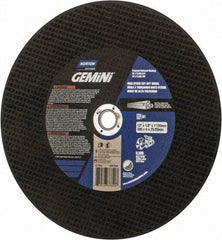 Norton - 12" 24 Grit Aluminum Oxide/Silicon Carbide Blend Cutoff Wheel - 1/8" Thick, 1" Arbor, 6,360 Max RPM, Use with Electric & Gas Powered Saws - Americas Industrial Supply