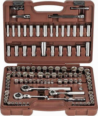 Paramount - 103 Piece 1/4" & 3/8" Drive Deep Well Socket Set - 6, 8, 12 Points, 5/32" to 13/16" (4mm to 19mm) Range, Inch/Metric Measurement Standard - Americas Industrial Supply