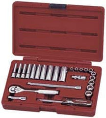 Paramount - 25 Piece 1/4" Drive Deep Well Socket Set - 12 Points, 3/16" to 9/16" Range, Inch Measurement Standard - Americas Industrial Supply