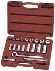 Paramount - 20 Piece 3/8" Drive Deep Well Socket Set - 6 Points, 3/8" to 7/8" Range, Inch Measurement Standard - Americas Industrial Supply