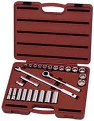 Paramount - 26 Piece 1/2" Drive Deep Well Socket Set - 6, 12 Points, 7/16" to 1" Range, Inch Measurement Standard - Americas Industrial Supply