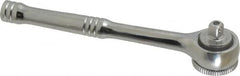 Paramount - 1/4" Drive Round Head Quick-Release Ratchet - Chrome Finish, 5-3/4" OAL, 45 Gear Teeth, Full Polished Knurled Handle - Americas Industrial Supply