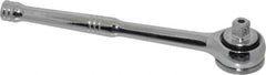 Paramount - 3/8" Drive Round Head Quick-Release Ratchet - Chrome Finish, 7-29/32" OAL, 45 Gear Teeth, Full Polished Knurled Handle - Americas Industrial Supply