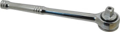 Paramount - 1/2" Drive Round Head Quick-Release Ratchet - Chrome Finish, 10-3/32" OAL, 45 Gear Teeth, Full Polished Knurled Handle - Americas Industrial Supply