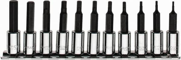 Paramount - 11 Piece 1/4" Drive Inch Hex Bit Socket Set - 1/16 to 5/16" Hex - Americas Industrial Supply