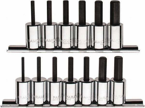 Paramount - 13 Piece 3/8" Drive Inch/Metric Hex Bit Socket Set - 1/8 to 3/8" Hex - Americas Industrial Supply
