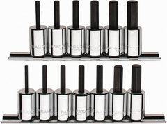 Paramount - 13 Piece 3/8" Drive Inch/Metric Hex Bit Socket Set - 1/8 to 3/8" Hex - Americas Industrial Supply