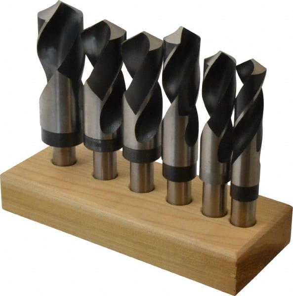 Hertel - 7/8 to 1-1/2", 118° Point, Oxide Finish, High Speed Steel Reduced Shank Drill Bit Set - Exact Industrial Supply
