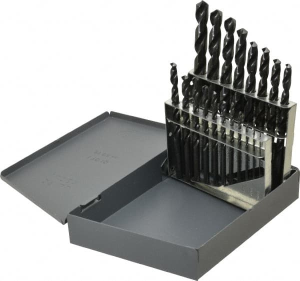 Hertel - 1 to 10mm, 118° Point, Oxide Finish, High Speed Steel Jobber Length Drill Bit Set - Americas Industrial Supply
