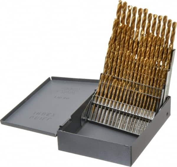 Hertel - 118° Point, TiN Finish, High Speed Steel Jobber Length Drill Bit Set - Americas Industrial Supply