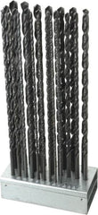 Hertel - 1/8 to 1/2", 118° Point, Oxide Finish, High Speed Steel Aircraft Extension Length Drill Bit Set - Americas Industrial Supply