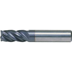 Kennametal - 3/4", 4" LOC, 3/4" Shank Diam, 6-1/4" OAL, 4 Flute, Solid Carbide Square End Mill - Single End, AlTiN Finish, Spiral Flute, 38° Helix, Centercutting, Right Hand Cut, Right Hand Flute, Series HPHV - Americas Industrial Supply