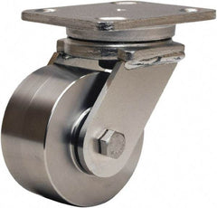 Hamilton - 4" Diam x 2" Wide x 5-5/8" OAH Top Plate Mount Swivel Caster - Forged Steel, 850 Lb Capacity, Delrin Bearing, 4 x 5" Plate - Americas Industrial Supply