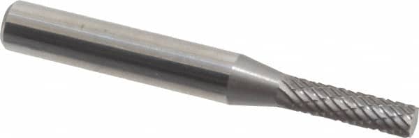 Atrax - 5/32" Cut Diam, 1/4" Shank Diam, Cylinder Head Double Cut Burr - Carbide, Flat End, 5/8" LOC, 2-1/4" OAL - Americas Industrial Supply