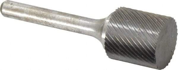 Atrax - 3/4" Cut Diam, 1/4" Shank Diam, Cylinder Head Single Cut Burr - Carbide, Flat End, 3/4" LOC, 2-1/4" OAL - Americas Industrial Supply