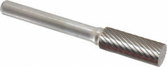 Atrax - 3/8" Cut Diam, 1/4" Shank Diam, Cylinder Head Single Cut Burr - Carbide, Flat End, 1" LOC, 2-1/4" OAL - Americas Industrial Supply