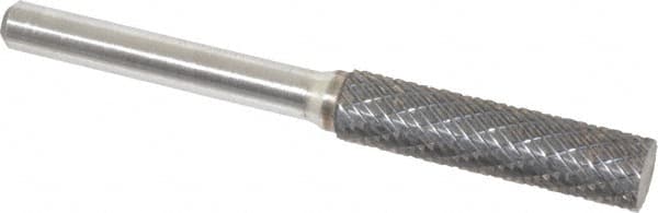 Atrax - 3/8" Cut Diam, 1/4" Shank Diam, Cylinder Head Double Cut Burr - Carbide, Flat End, 1-1/2" LOC, 1-1/2" OAL - Americas Industrial Supply