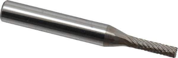 Atrax - 1/8" Cut Diam, 1/4" Shank Diam, Cylinder with End Cut Head Double Cut Burr - End Cut End, 5/8" LOC, 2" OAL - Americas Industrial Supply