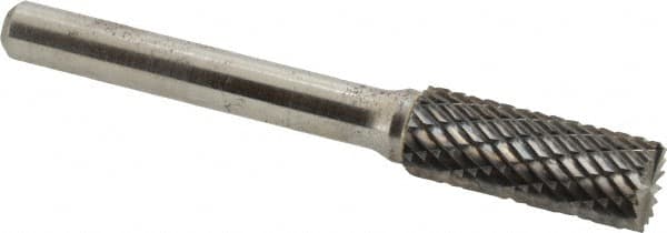 Atrax - 3/8" Cut Diam, 1/4" Shank Diam, Cylinder with End Cut Head Double Cut Burr - End Cut End, 1" LOC, 2-1/4" OAL - Americas Industrial Supply