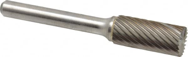 Atrax - 7/16" Cut Diam, 1/4" Shank Diam, Cylinder with End Cut Head Single Cut Burr - Carbide, End Cut End, 1" LOC, 2-3/4" OAL - Americas Industrial Supply