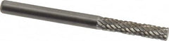 Atrax - 1/8" Cut Diam, 1/8" Shank Diam, Cylinder with End Cut Head Double Cut Burr - End Cut End, 9/16" LOC, 1-1/2" OAL - Americas Industrial Supply