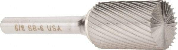 Atrax - 5/8" Cut Diam, 1/4" Shank Diam, Cylinder with End Cut Head Single Cut Burr - Carbide, End Cut End, 1" LOC, 2-3/4" OAL - Americas Industrial Supply