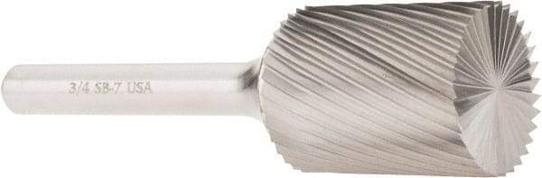 Atrax - 3/4" Cut Diam, 1/4" Shank Diam, Cylinder with End Cut Head Single Cut Burr - Carbide, End Cut End, 1" LOC, 2-3/4" OAL - Americas Industrial Supply