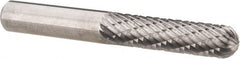 Atrax - 1/4" Cut Diam, 1/4" Shank Diam, Cylinder with Radius Head Double Cut Burr - Radius End, 1" LOC, 2" OAL - Americas Industrial Supply