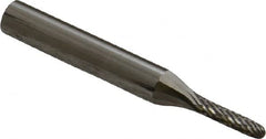 Atrax - 1/8" Cut Diam, 1/4" Shank Diam, Cylinder with Radius Head Double Cut Burr - Radius End, 3/32" LOC, 2" OAL - Americas Industrial Supply