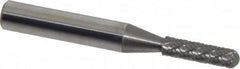 Atrax - 5/32" Cut Diam, 1/4" Shank Diam, Cylinder with Radius Head Double Cut Burr - Radius End, 5/8" LOC, 2-1/4" OAL - Americas Industrial Supply