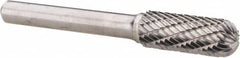 Atrax - 3/8" Cut Diam, 1/4" Shank Diam, Cylinder with Radius Head Double Cut Burr - Radius End, 1" LOC, 2-1/4" OAL - Americas Industrial Supply