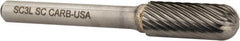 Atrax - 3/8" Cut Diam, 1/4" Shank Diam, Cylinder with Radius Head Single Cut Burr - Carbide, Radius End, 1" LOC, 2-1/4" OAL - Americas Industrial Supply