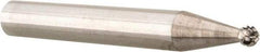 Atrax - 1/8" Cut Diam, 1/4" Shank Diam, Ball Head Double Cut Burr - 3/32" LOC, 2" OAL - Americas Industrial Supply