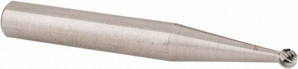 Atrax - 1/8" Cut Diam, 1/4" Shank Diam, Ball Head Single Cut Burr - Carbide, 3/32" LOC, 2" OAL - Americas Industrial Supply