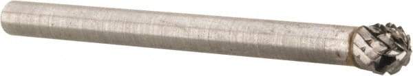 Atrax - 5/32" Cut Diam, 1/8" Shank Diam, Ball Head Double Cut Burr - 5/32" LOC, 1-1/2" OAL - Americas Industrial Supply