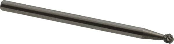 Atrax - 3/32" Cut Diam, 3/32" Shank Diam, Ball Head Double Cut Burr - 3/32" LOC, 1-1/4" OAL - Americas Industrial Supply