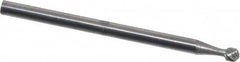 Atrax - 3/32" Cut Diam, 3/32" Shank Diam, Ball Head Single Cut Burr - Carbide, 3/32" LOC, 1-1/4" OAL - Americas Industrial Supply