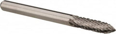 Atrax - 1/8" Cut Diam, 1/8" Shank Diam, Tree Head Double Cut Burr - Carbide, Point End, 1/2" LOC, 1-1/2" OAL - Americas Industrial Supply