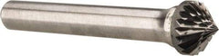 Atrax - 3/8" Cut Diam, 1/4" Shank Diam, Cone Head Double Cut Burr - 3/16" LOC, 2" OAL - Americas Industrial Supply