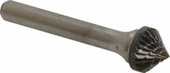 Atrax - 1/2" Cut Diam, 1/4" Shank Diam, Cone Head Double Cut Burr - 1/4" LOC, 2-1/4" OAL - Americas Industrial Supply