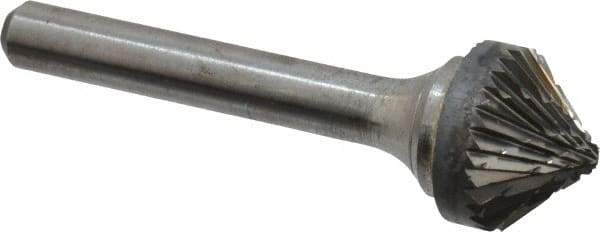 Atrax - 5/8" Cut Diam, 1/4" Shank Diam, Cone Head Double Cut Burr - 5/16" LOC, 2-1/4" OAL - Americas Industrial Supply