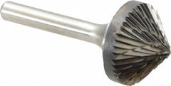 Atrax - 1" Cut Diam, 1/4" Shank Diam, Cone Head Double Cut Burr - 1/2" LOC, 2-1/4" OAL - Americas Industrial Supply