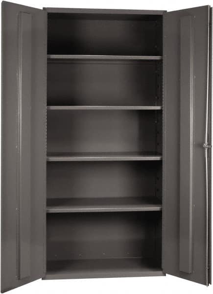 Durham - 4 Shelf Locking Storage Cabinet - Steel, 36" Wide x 24" Deep x 72" High, Gray - Americas Industrial Supply