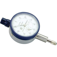 Mitutoyo - 5mm Range, 0-100 Dial Reading, 0.01mm Graduation Dial Drop Indicator - 40mm Dial, 1mm Range per Revolution, 0.01mm Accuracy, Revolution Counter - Americas Industrial Supply