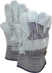 MCR Safety - Size XL (10), ANSI Cut Lvl 4, Puncture Lvl 5, Split Cowhide Cut & Puncture Resistant Gloves - Fleece (Palm) & Kevlar Lining, Plasticized Safety Cuff, Blue/Yellow/Black/White, Paired - Americas Industrial Supply