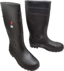 MCR Safety - Men's Size 11 Medium Width Steel Knee Boot - Black, PVC Upper, 16" High, Non-Slip, Waterproof - Americas Industrial Supply