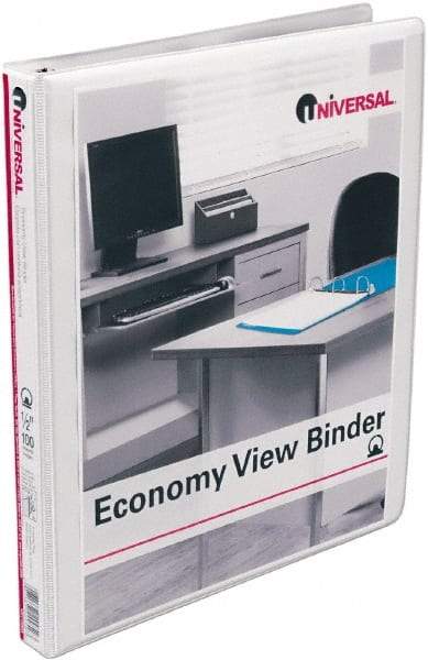 UNIVERSAL - 1/2" Sheet Capacity, 11 x 8-1/2", View Ring Binder - Vinyl, White - Americas Industrial Supply